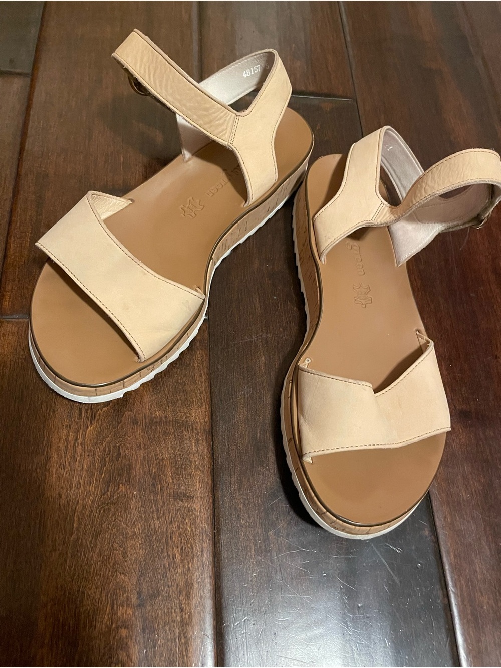 Paul Green Cream Platform Sandals with Ankle Strap SZ 7.5